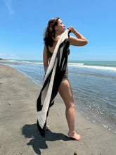 Load image into Gallery viewer, Agatha Side-tie Cover Up - Beige w/ Black Border
