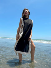 Load image into Gallery viewer, Agatha Side-tie Cover Up - Black w/ Beige Border