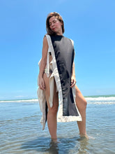 Load image into Gallery viewer, Agatha Side-tie Cover Up - Black w/ Beige Border