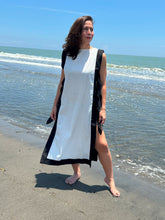 Load image into Gallery viewer, Agatha Side-tie Cover Up - White w/ Black Border