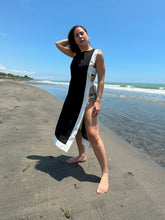 Load image into Gallery viewer, Agatha Side-tie Cover Up - Black with White Border