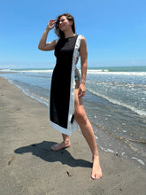 Load image into Gallery viewer, Agatha Side-tie Cover Up - Black with White Border