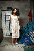 Load image into Gallery viewer, Agatha Side-tie Cover Up - Beige w/ White Border