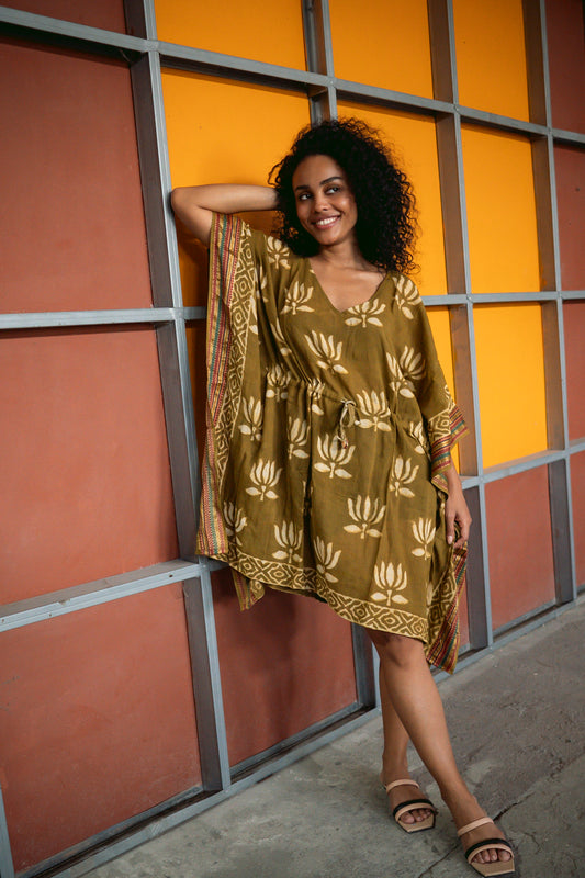 Bagru Short Caftan - Design 1
