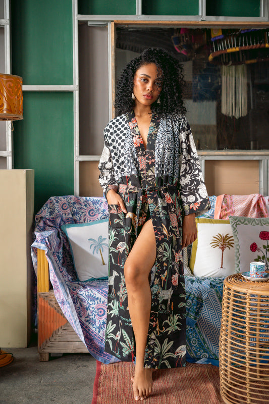 Joba Two Patched Kimono - Black