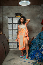 Load image into Gallery viewer, Agatha Side-tie Cover Up - Beige w/ Orange Border