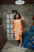 Load image into Gallery viewer, Agatha Side-tie Cover Up - Beige w/ Orange Border