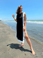 Load image into Gallery viewer, Agatha Side-tie Cover Up - Black with White Border