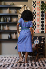 Load image into Gallery viewer, Papiya Caftan- Blue with Green palms