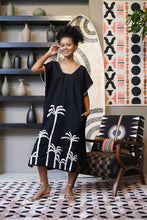 Load image into Gallery viewer, Papiya Caftan - Black with white Palms