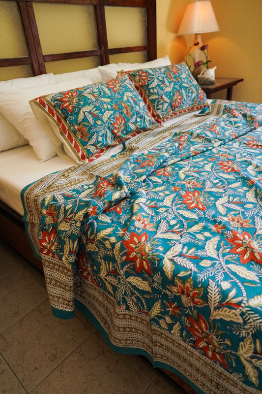 17HM Sethi Bed Cover Set - Teal Floral