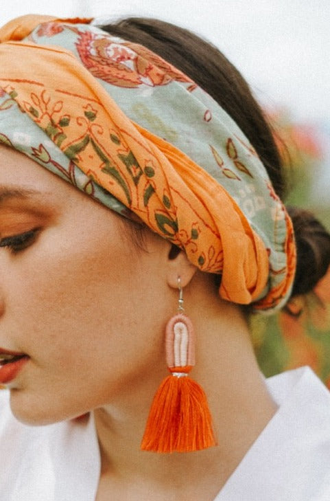 Yana Tassel Drop Earrings - Orange