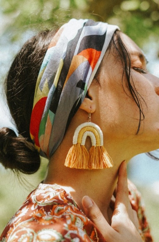 Maya Arc Tassel Earrings - Marigold
