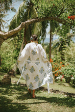 Load image into Gallery viewer, Johari Kimono + Shorts Set - Yellow Mums & Stripes