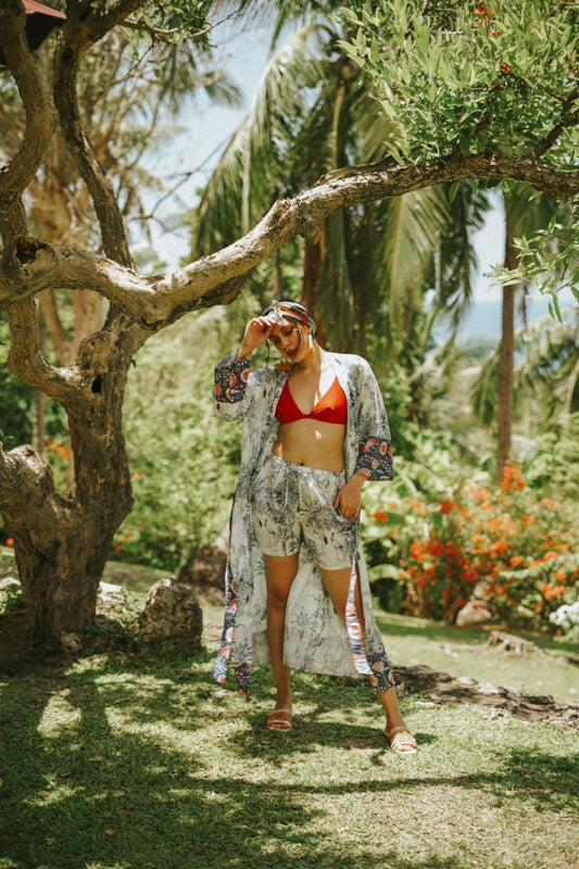 Johari Kimono + Shorts Set - Blue Toile