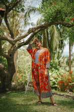 Load image into Gallery viewer, Johari Kimono + Shorts Set - Orange Flora
