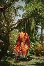 Load image into Gallery viewer, Johari Kimono + Shorts Set - Orange Flora
