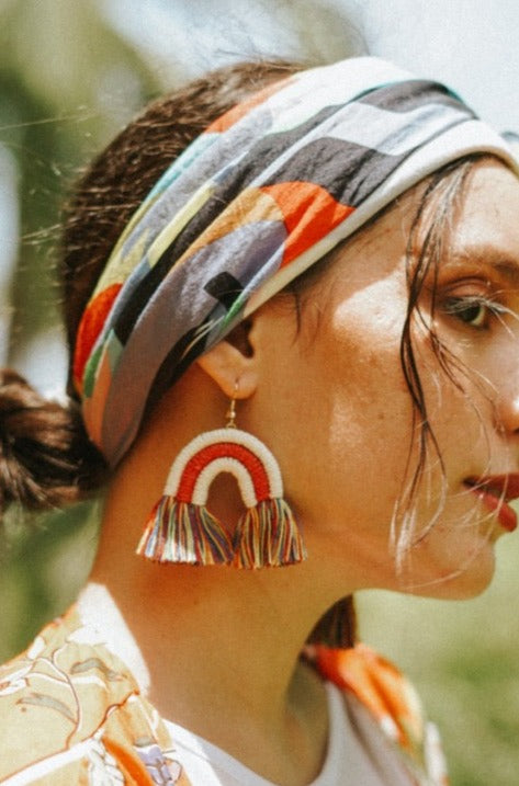 Maya Arc Tassel Earrings - Red Multicolor