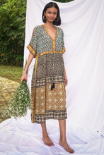 Load image into Gallery viewer, Bagru Midi Dress - Design 3