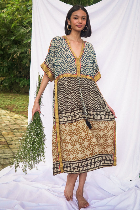 Bagru Midi Dress - Design 3