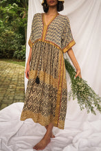 Load image into Gallery viewer, Bagru Midi Dress - Design 6