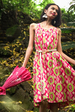 Load image into Gallery viewer, Cosana Multiway Tie Strap Sundress - Pink/Green Ikat
