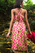 Load image into Gallery viewer, Cosana Multiway Tie Strap Sundress - Pink/Green Ikat