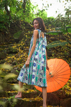 Load image into Gallery viewer, Cosana Multiway Tie Strap Sundress - Blue Ikat