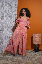 Load image into Gallery viewer, Pasilla Peasant Sleeve Jumpsuit (Grapefruit)