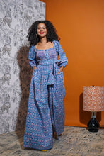 Load image into Gallery viewer, Pasilla Peasant Sleeve Jumpsuit (Azure)