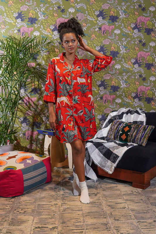 17HM Nemeera Sleep Dress - Red Jungle