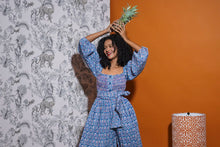 Load image into Gallery viewer, Pasilla Peasant Sleeve Jumpsuit (Azure)