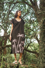 Load image into Gallery viewer, Papiya Caftan - Black with Pink Palms