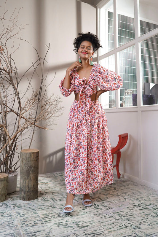 Nora Maxi Skirt - Cherry