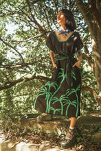 Load image into Gallery viewer, Papiya Caftan - Black with Green Palms