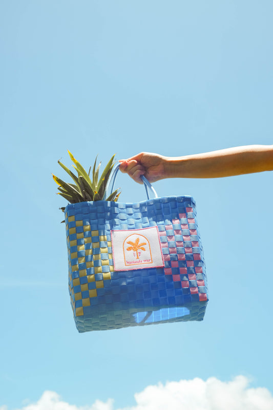 17HM Soledad Basket Bag - Blue/ Yellow/ Pink