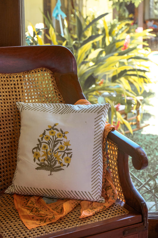 17HM Fundari Throw Pillow Cover - Yellow Flora
