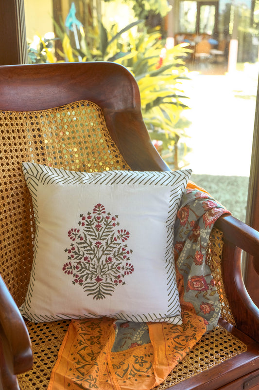 17HM Fundari Throw Pillow Cover - Red Flora