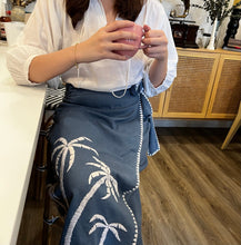 Load image into Gallery viewer, Papiya Wrap Skirt - Blue with White Palms