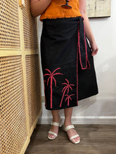 Load image into Gallery viewer, Papiya Wrap Skirt - Black with Pink Palms