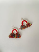 Load image into Gallery viewer, Maya Arc Tassel Earrings - Red Multicolor