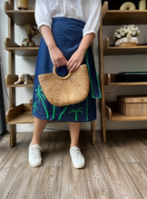 Load image into Gallery viewer, Papiya Wrap Skirt - Blue with Green Palms