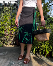 Load image into Gallery viewer, Papiya Wrap Skirt - Black with Green Palms