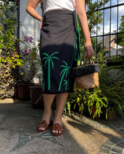 Load image into Gallery viewer, Papiya Wrap Skirt - Black with Green Palms