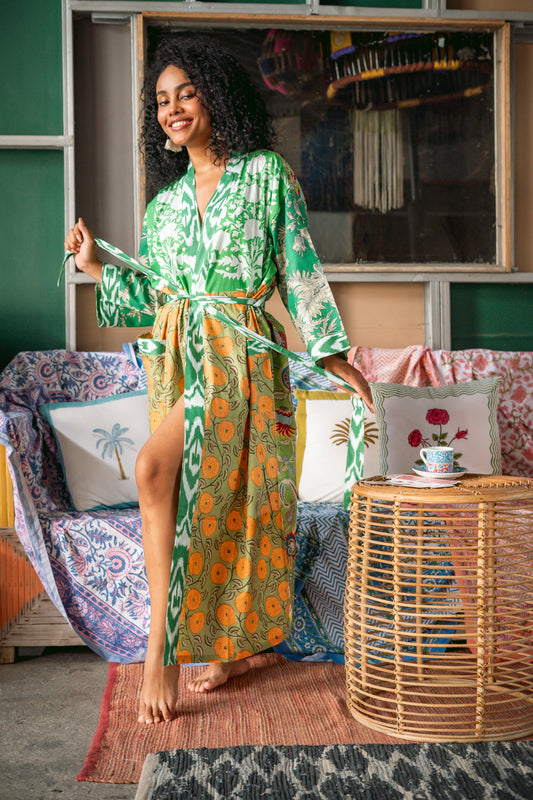 Joba Two Patched Kimono - Green