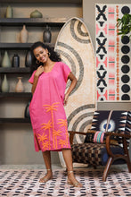 Load image into Gallery viewer, Papiya Caftan - Pink with Orange Palms