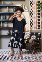 Load image into Gallery viewer, Papiya Caftan -  Black with white Palms