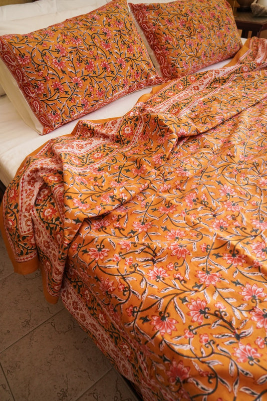 17HM Sethi Bed Cover Set - Orange Blooms