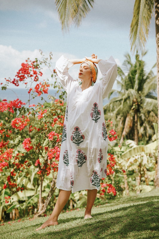 Jaila Kimono Dress - Pink Flora