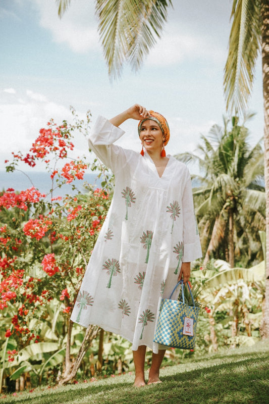 Jaila Kimono Dress - Pink Canary Palm
